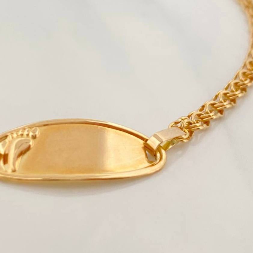 Pulso Bebé Roll-On Placa Ovalada Pie 2.3 g / 6 in-5 in / 2.8 mm Oro Amarillo 18K