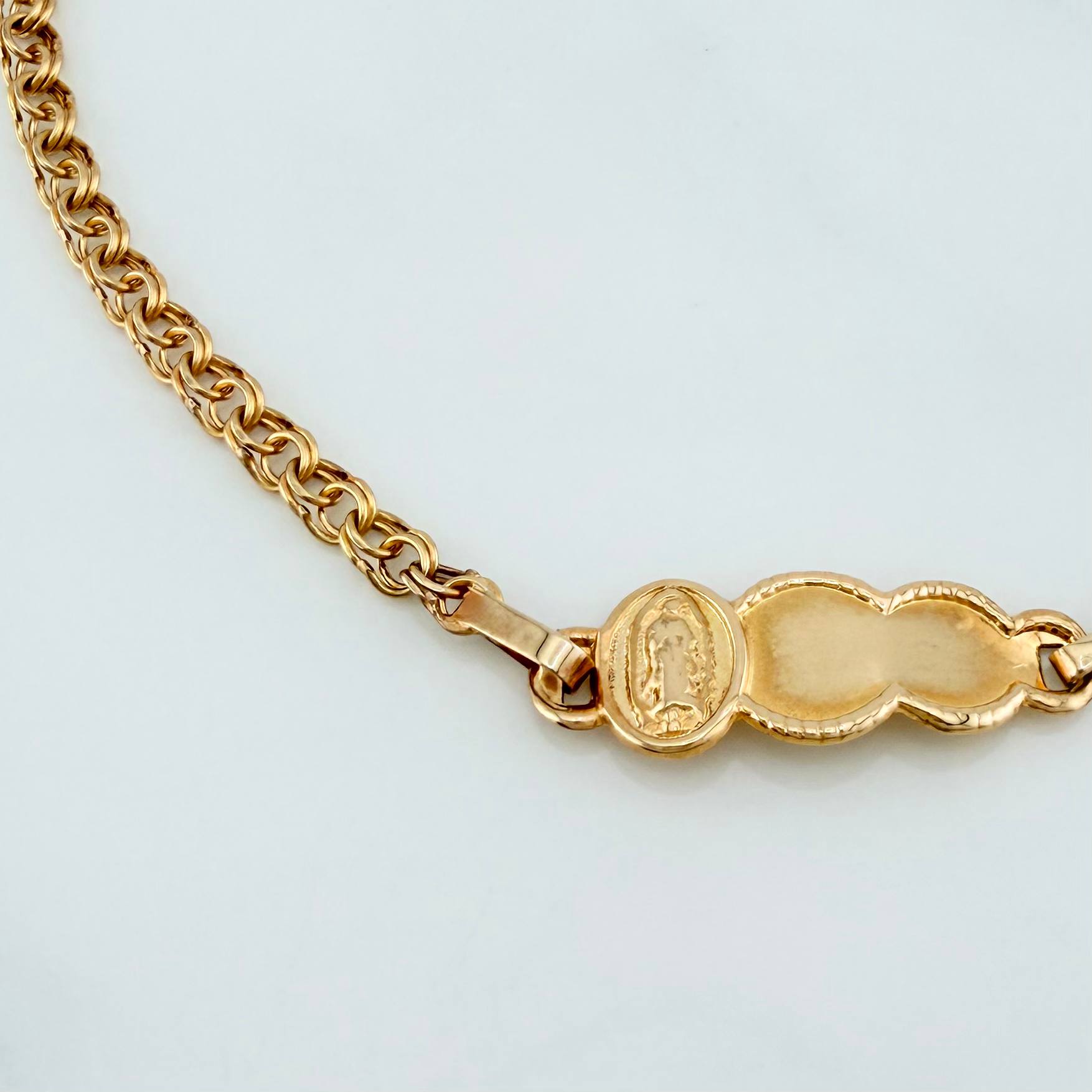 Bracelet Baby Roll-On Cloud Plate Virgin Guadalupe 2.3 g / 7 in-5/14 in / 2.8 mm Yellow Gold 18K