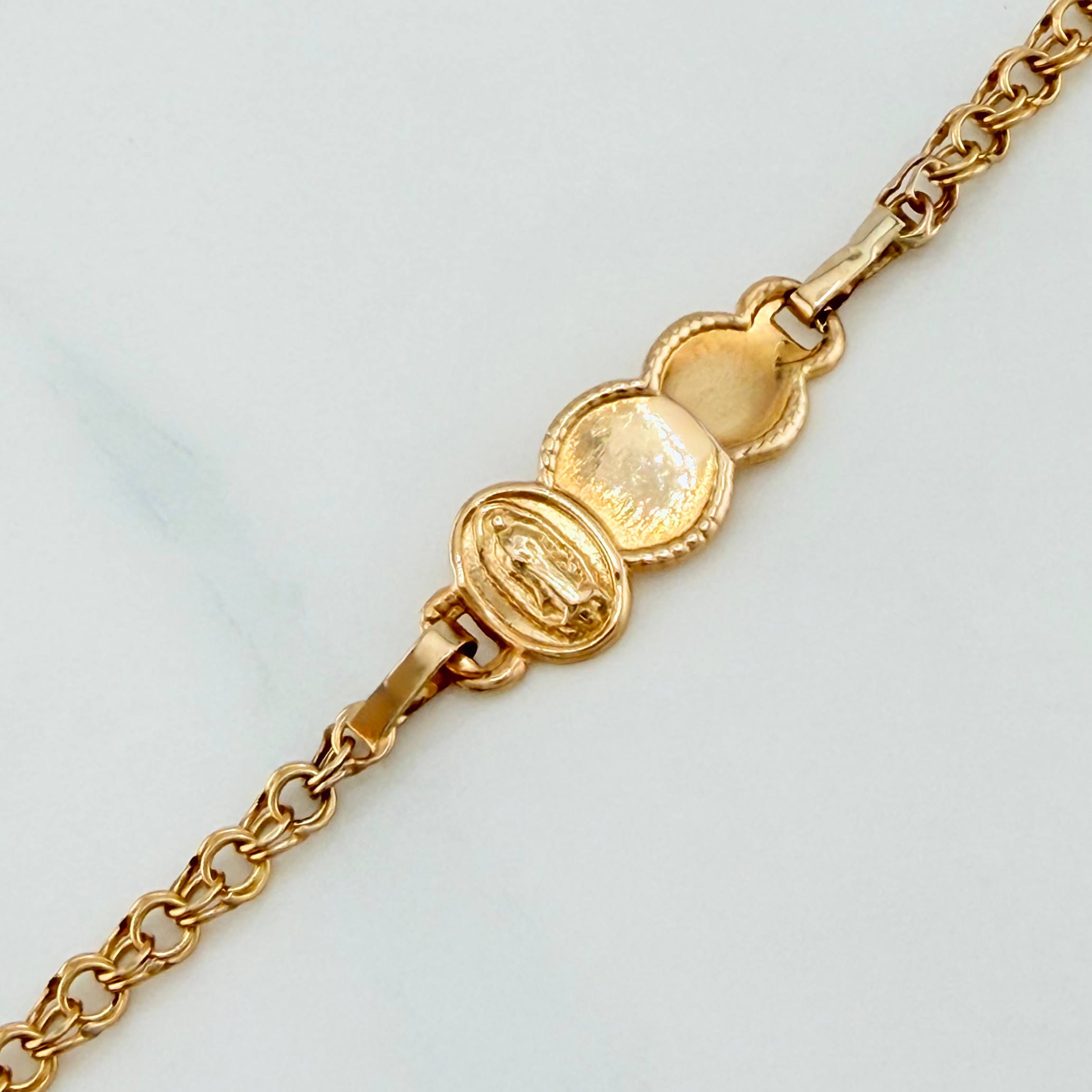Bracelet Baby Roll-On Cloud Plate Virgin Guadalupe 2.3 g / 7 in-5/14 in / 2.8 mm Yellow Gold 18K