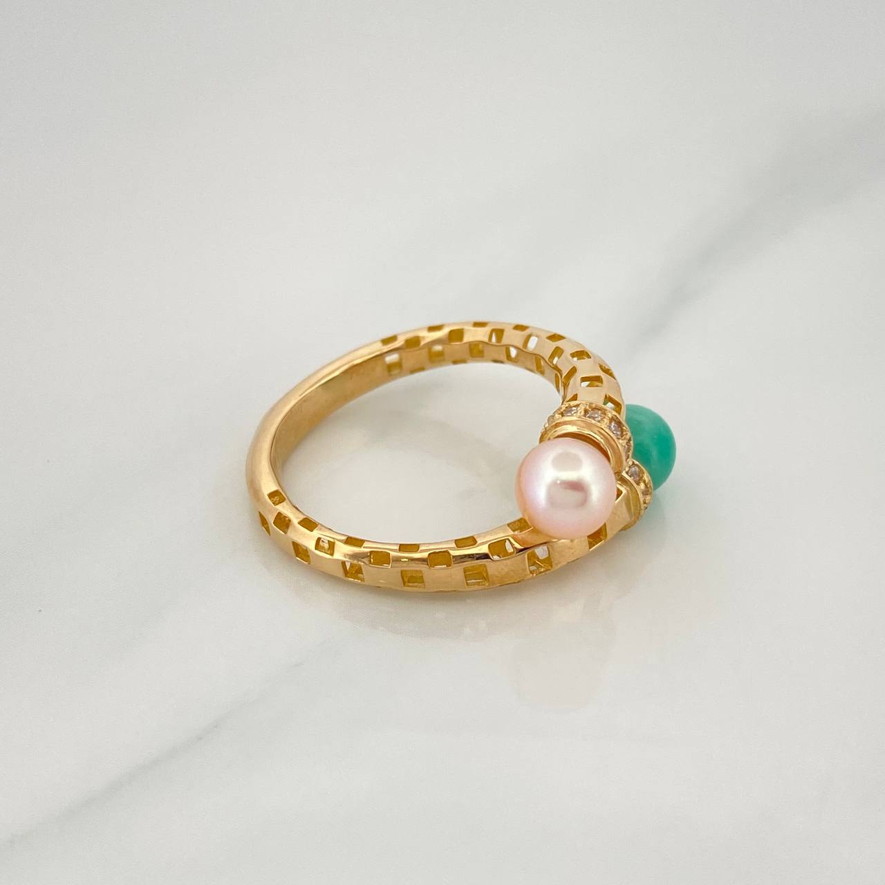 Anillo Tú Y Yo 4.4 g / T7 1/4 Oro Amarillo 18K