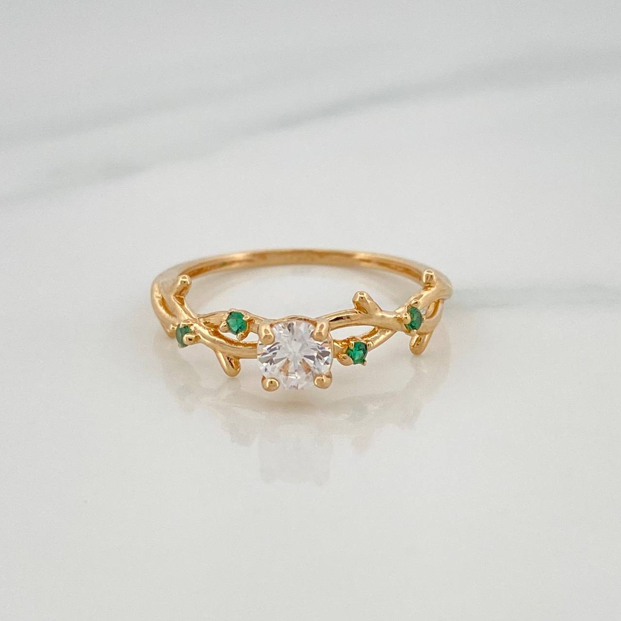 Solitaire Ring with Crossed Lines 1.8 g / T6 1/2 Yellow Gold 18K