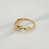 Solitaire Ring with Crossed Lines 1.8 g / T6 1/2 Yellow Gold 18K