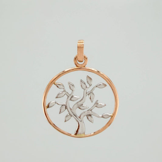 Dije Árbol De La Vida 2.25 g / 1 1/4 in Dos Oros Blanco Rosa 18K