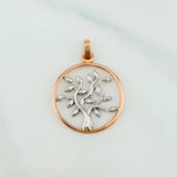 Pendant Tree of Life 2.25 g / 1 1/4 in Two Golds White Rose 18K