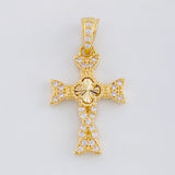 Diamond Cut Clover Cross Pendant Braided 1.65 g / 1 in 18K Yellow Gold