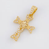 Diamond Cut Clover Cross Pendant Braided 1.65 g / 1 in 18K Yellow Gold