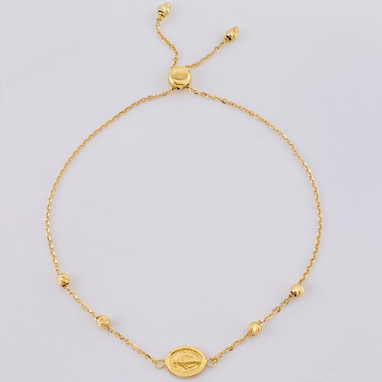 Adjustable Bracelet Classic Link Miraculous Virgin 2.25 g / 8 3/4 in - 2 1/2 in / 1.2 mm Yellow Gold 18K