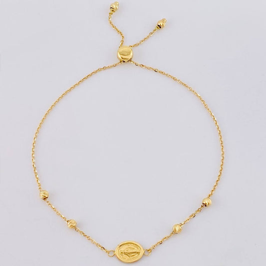 Adjustable Bracelet Classic Link Miraculous Virgin 2.25 g / 8 3/4 in - 2 1/2 in / 1.2 mm Yellow Gold 18K