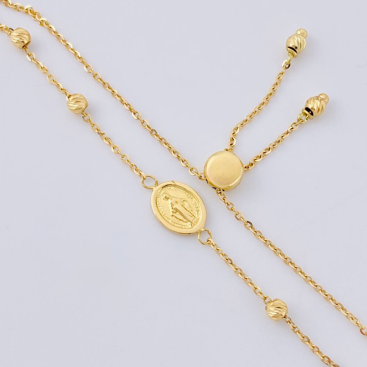 Adjustable Bracelet Classic Link Miraculous Virgin 2.25 g / 8 3/4 in - 2 1/2 in / 1.2 mm Yellow Gold 18K