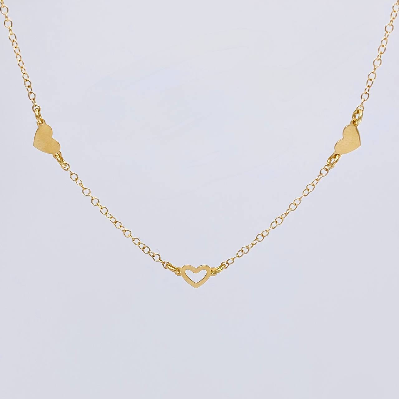 Cadena Aro Seguido Trio Silueta De Corazones 2.15 g / 17 1/4 in / 1.05 mm Oro Amarillo 18K