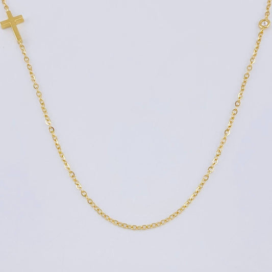 Classic Link Chain with Side Cross 2.55 g / 18 in / 1.4 mm Yellow Gold 18K