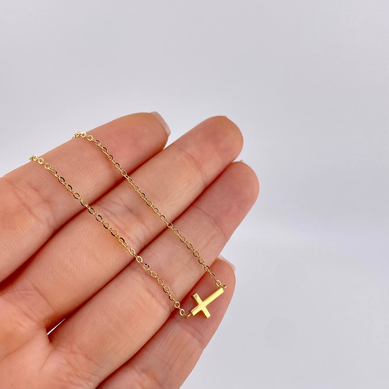 Classic Link Chain with Side Cross 2.55 g / 18 in / 1.4 mm Yellow Gold 18K