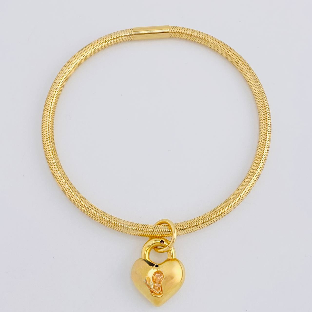 Pulso Flex Candado Corazón 2.6 g / 7 1/4 in / 3 mm Oro Amarillo 18K