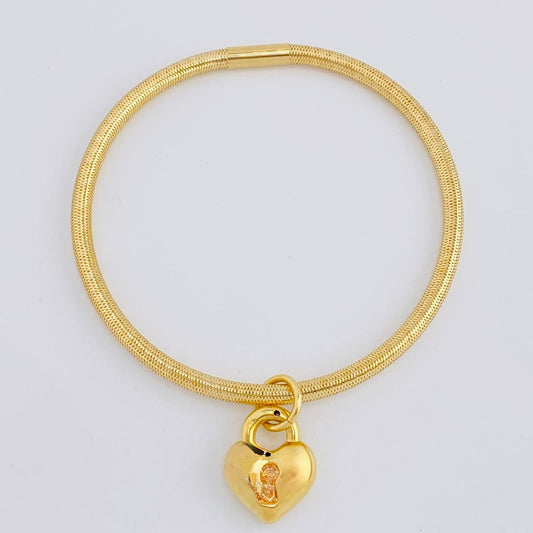 Pulso Flex Candado Corazón 2.6 g / 7 1/4 in / 3 mm Oro Amarillo 18K