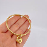 Pulso Flex Candado Corazón 2.6 g / 7 1/4 in / 3 mm Oro Amarillo 18K