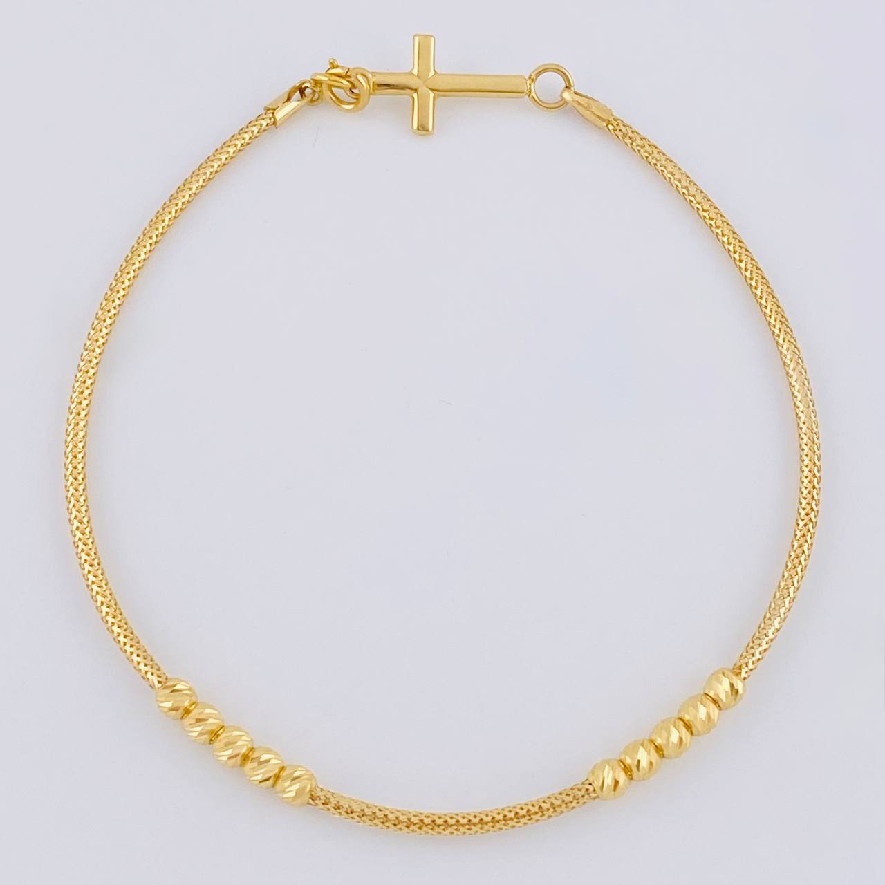 Pulso Flex Cruz Lisa 2.1 g / 7 1/2 in / 1.5 mm Oro Amarillo 18K