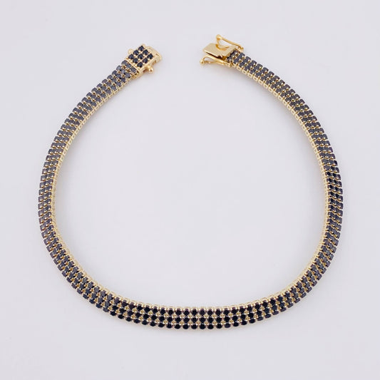 Pulso Tenis Tres Líneas 7.4gr / 8 in / 4.8mm Oro Amarillo +4 18K *