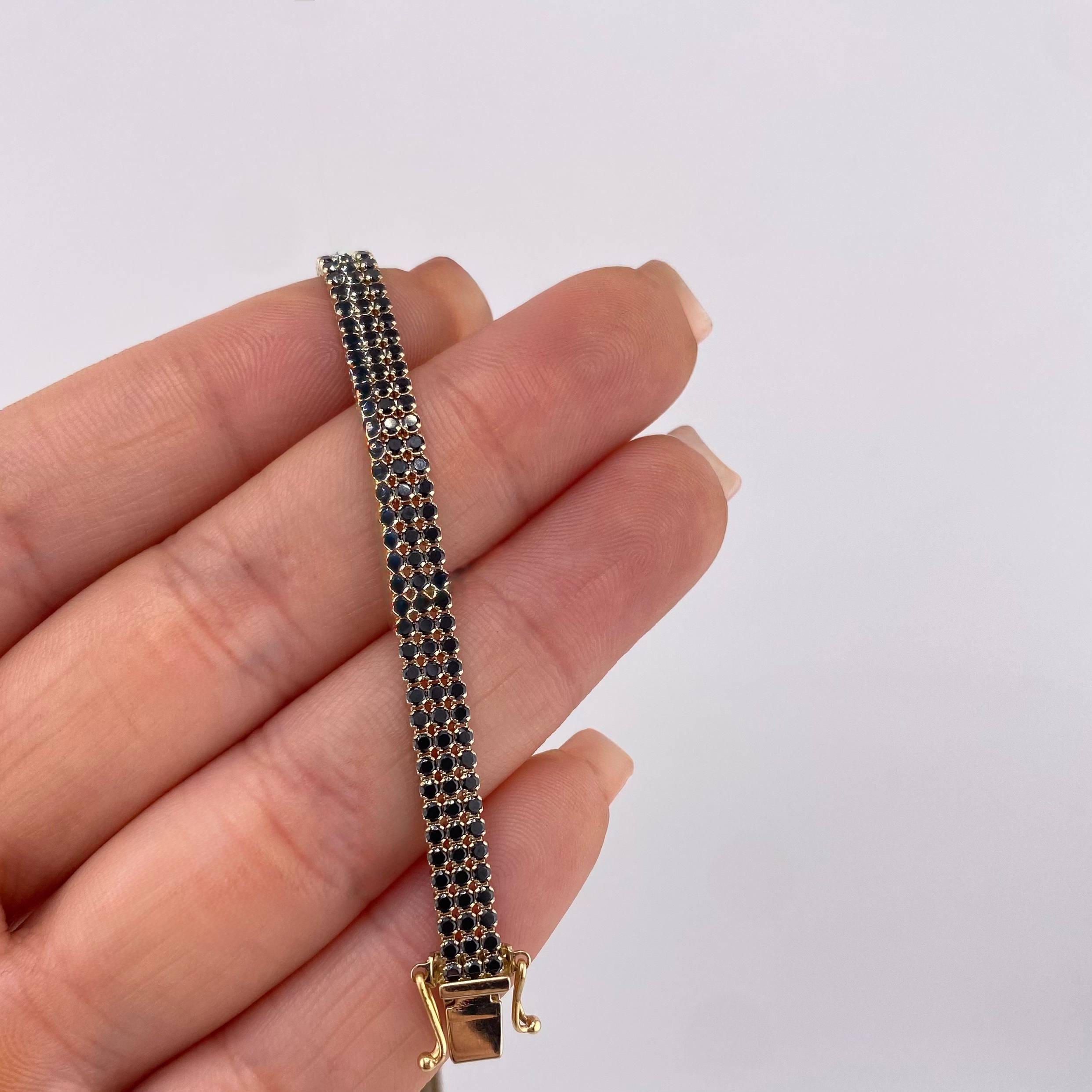 Pulso Tenis Tres Líneas 7.35gr / 8 in / 4.8mm Oro Amarillo +4 18K *