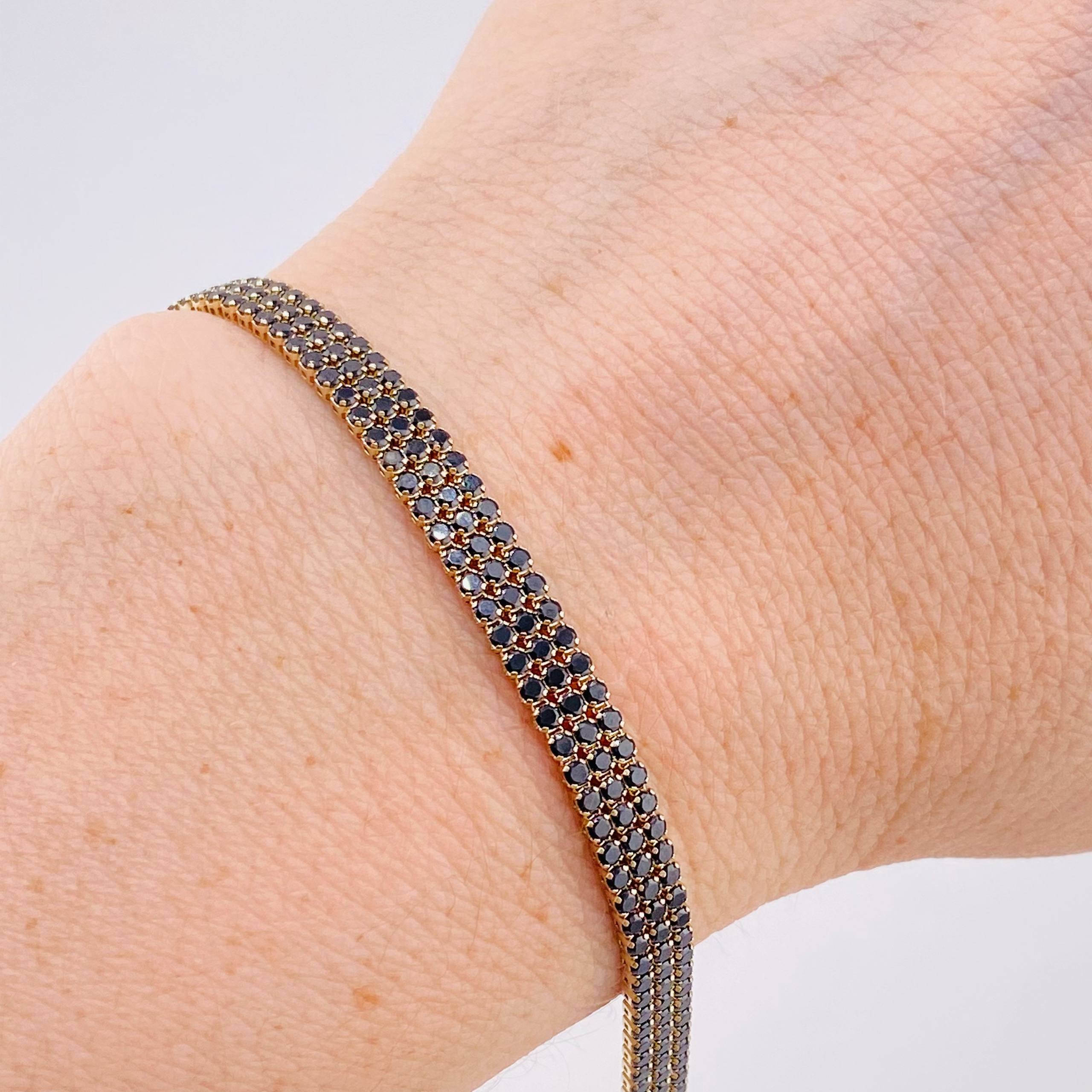 Pulso Tenis Tres Líneas 7.35gr / 8 in / 4.8mm Oro Amarillo +4 18K *