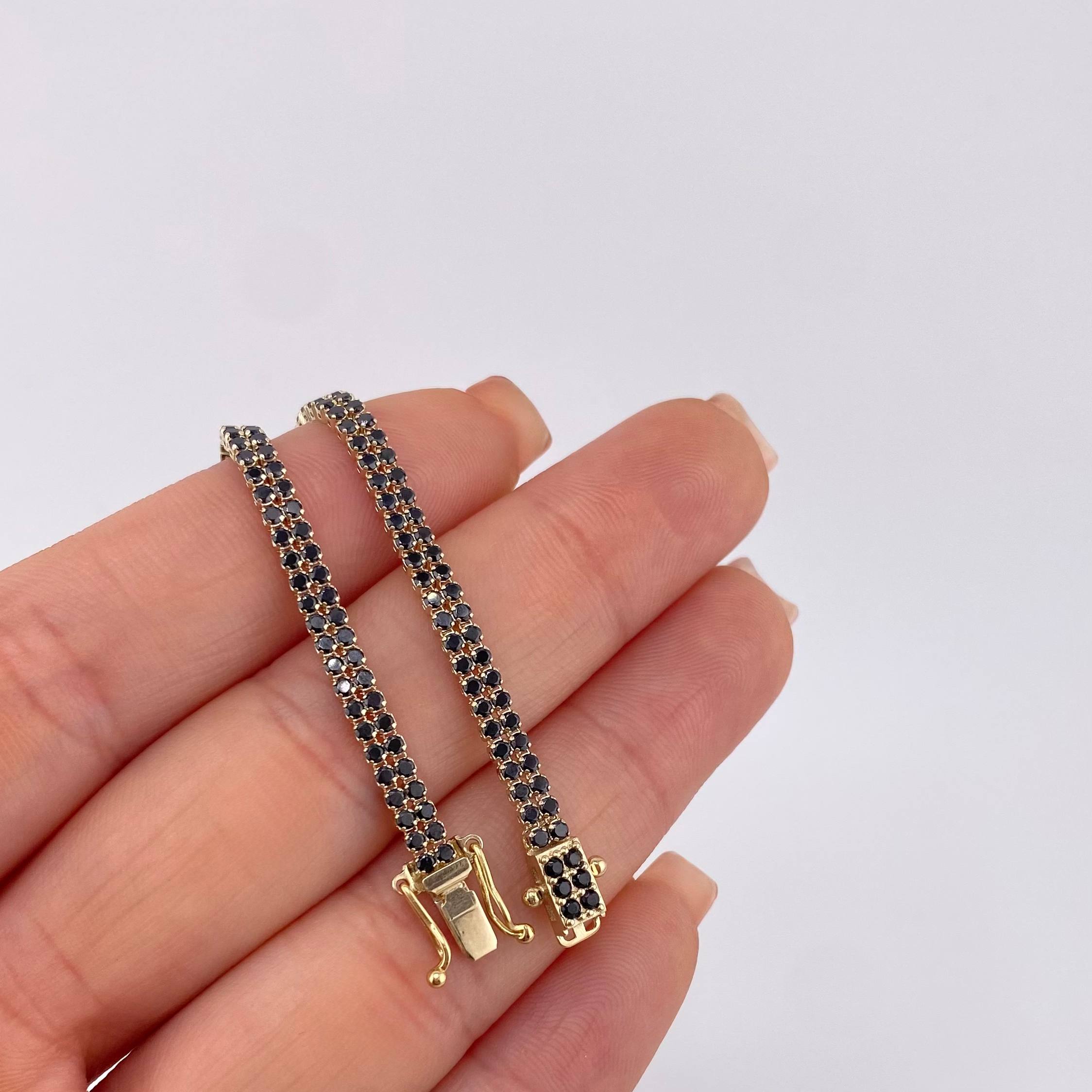 Pulso Tenis Doble Línea 4.9gr / 8 in / 3.2mm Oro Amarillo +4 18K ©