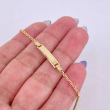 Pulso Aro Seguido Placa Rectangular Curva 1.55gr / 6 in / 1.7mm Oro Amarillo +3 18K ©