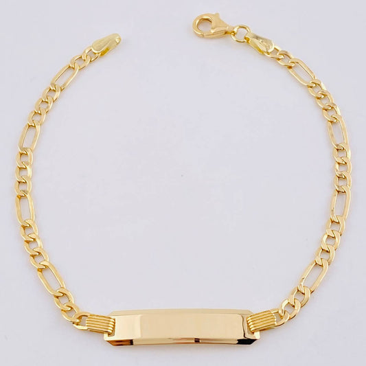 Pulso Cubano Placa Rectangular Curva 3.75gr / 7 in / 3.2mm Oro Amarillo +1 18K