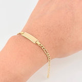 Pulso Cubano Placa Rectangular Curva 3.75gr / 7 in / 3.2mm Oro Amarillo +1 18K