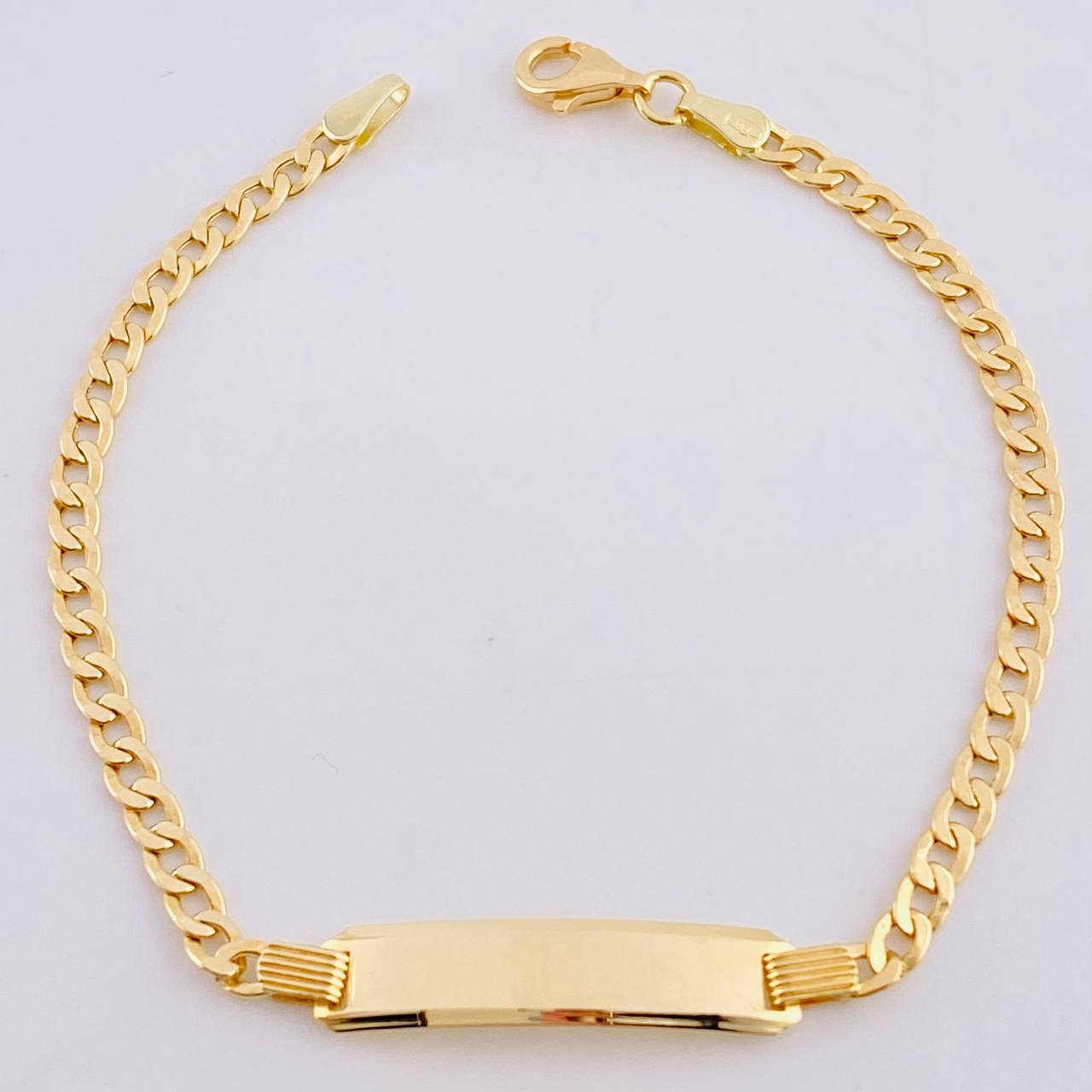 Cuban Links Bracelet Rectangular Plate 3.7 g / 7 in / 3.2 mm Yellow Gold 18K