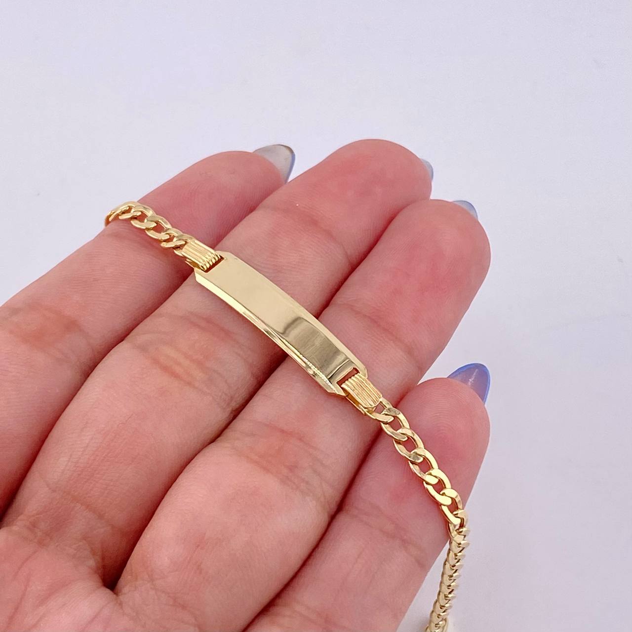 Cuban Links Bracelet Rectangular Plate 3.7 g / 7 in / 3.2 mm Yellow Gold 18K