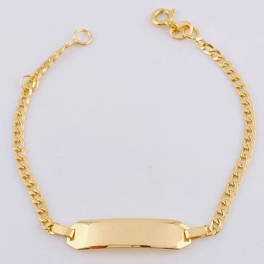 Pulso Cubano Placa Octagonal Curva 2.15gr / 5 3/4 in / 2.4mm Oro Amarillo +1 18K ©