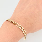 Pulso Figaro 3.8gr / 7 1/2 in / 5.3mm Oro Amarillo +1 18K