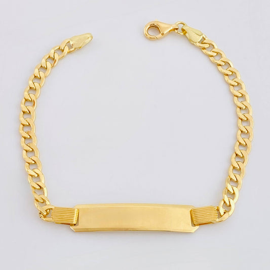 Pulso Cubano Placa Rectangular 7.25gr / 7 3/4 in / 4.65mm Oro Amarillo +1 18K *