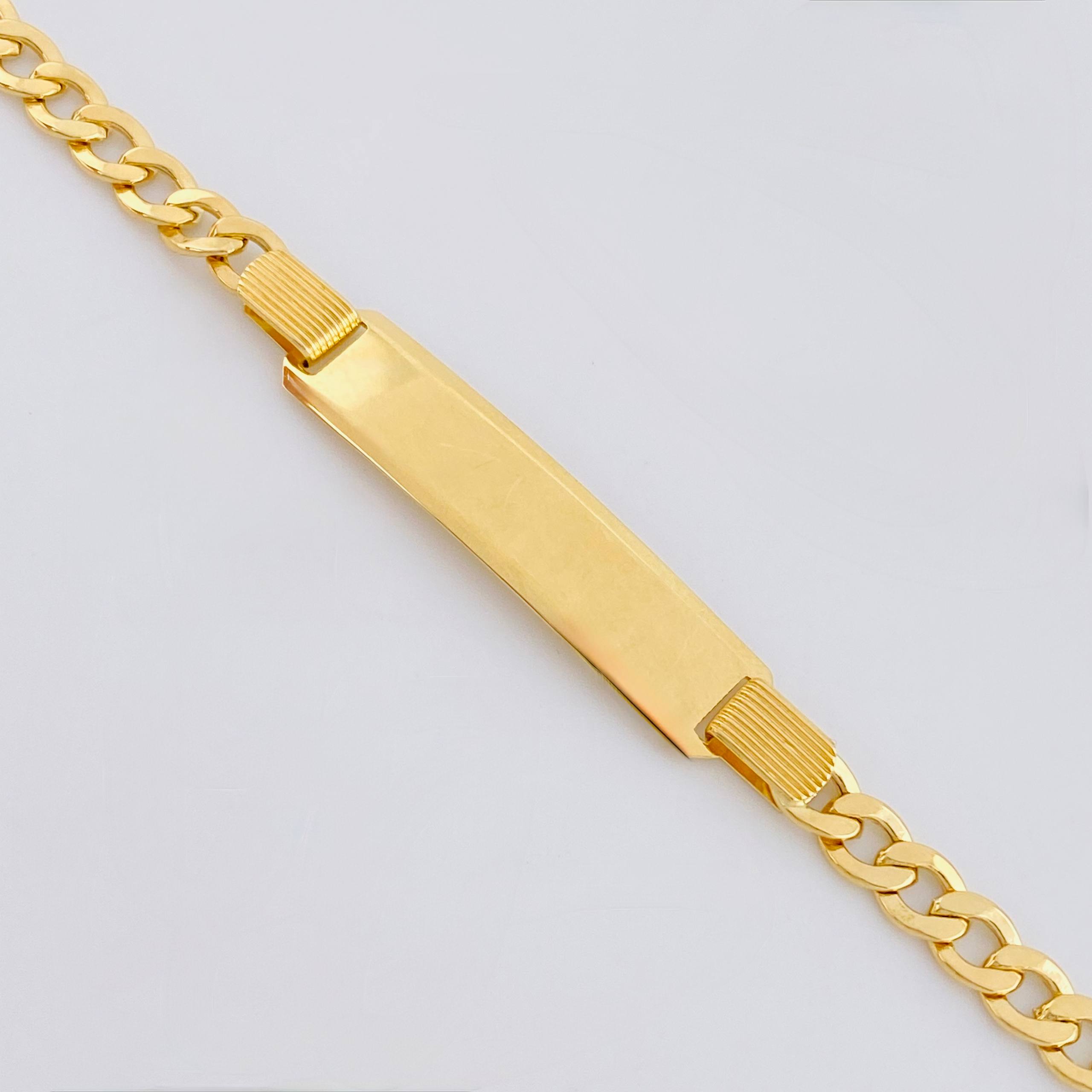 Pulso Cubano Placa Rectangular 11.05gr / 8 1/4 in / 5.7mm Oro Amarillo +1 18K ©