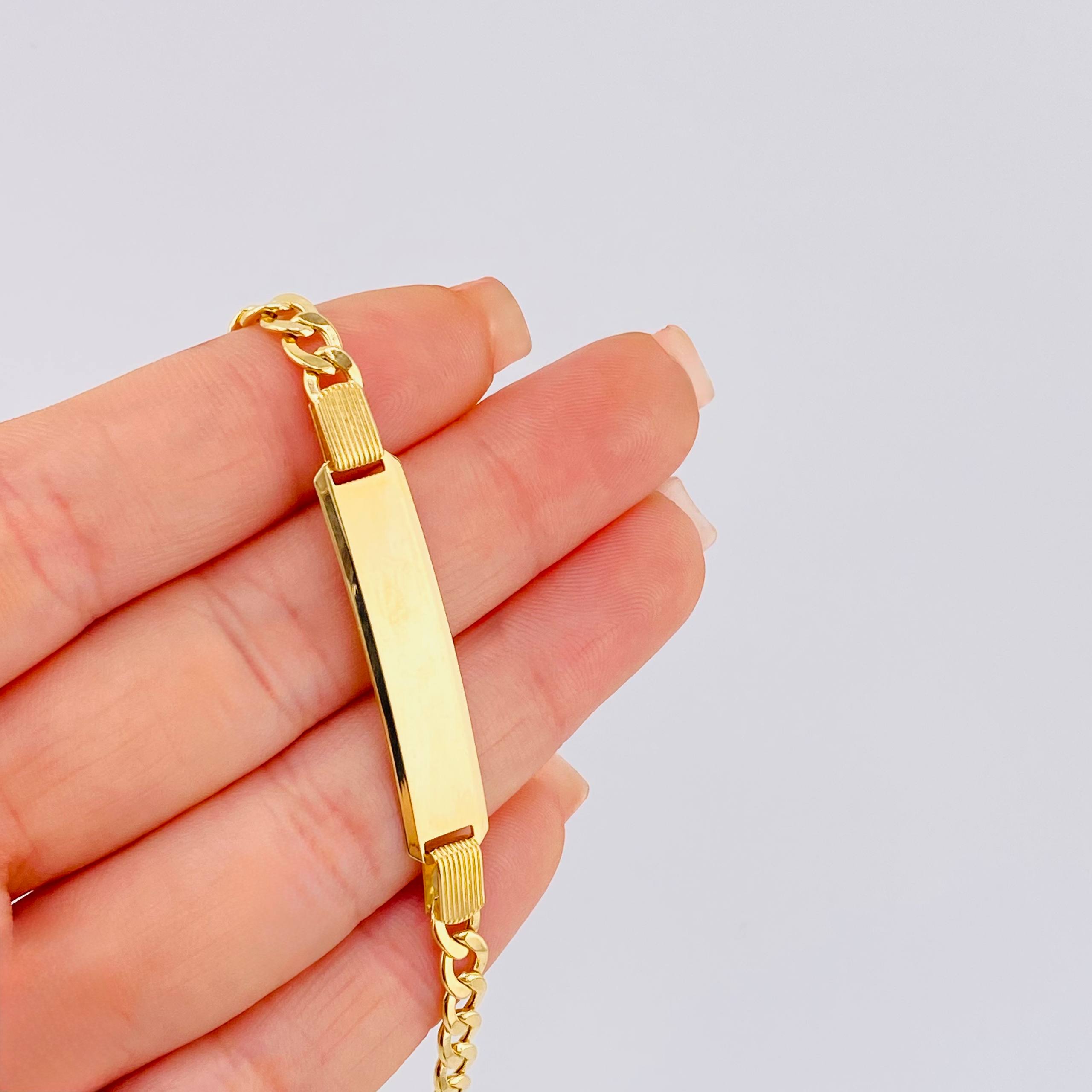 Pulso Cubano Placa Rectangular 11.05gr / 8 1/4 in / 5.7mm Oro Amarillo +1 18K ©