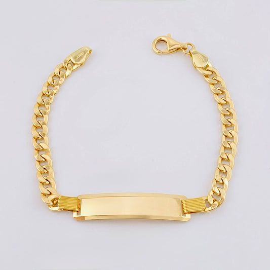 Pulso Cubano Placa Rectangular 10gr / 7 3/4 in / 5.4mm Oro Amarillo +1 18K ©