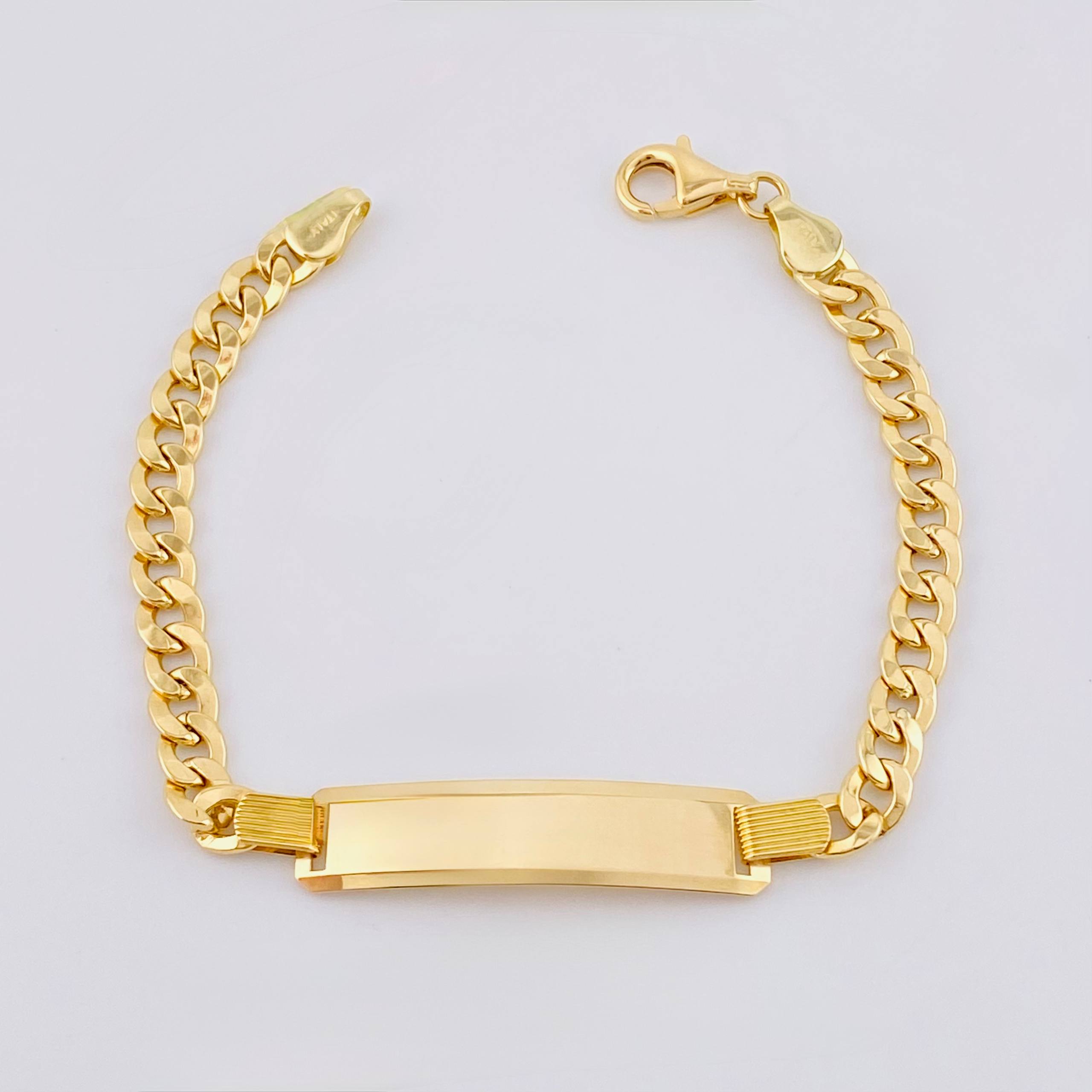 Pulso Cubano Placa Rectangular 10gr / 7 3/4 in / 5.4mm Oro Amarillo +1 18K