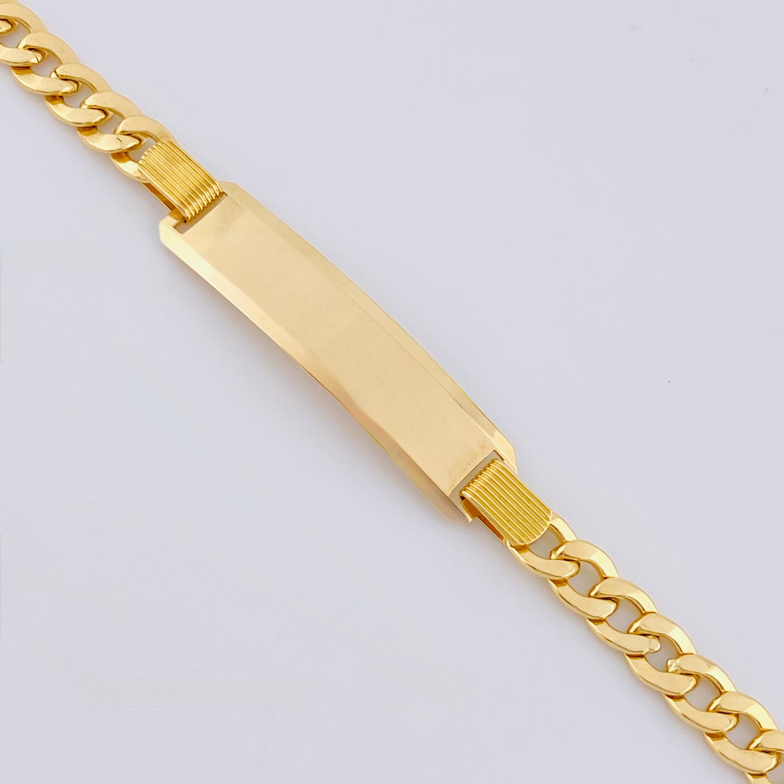 Pulso Cubano Placa Rectangular 10gr / 7 3/4 in / 5.4mm Oro Amarillo +1 18K