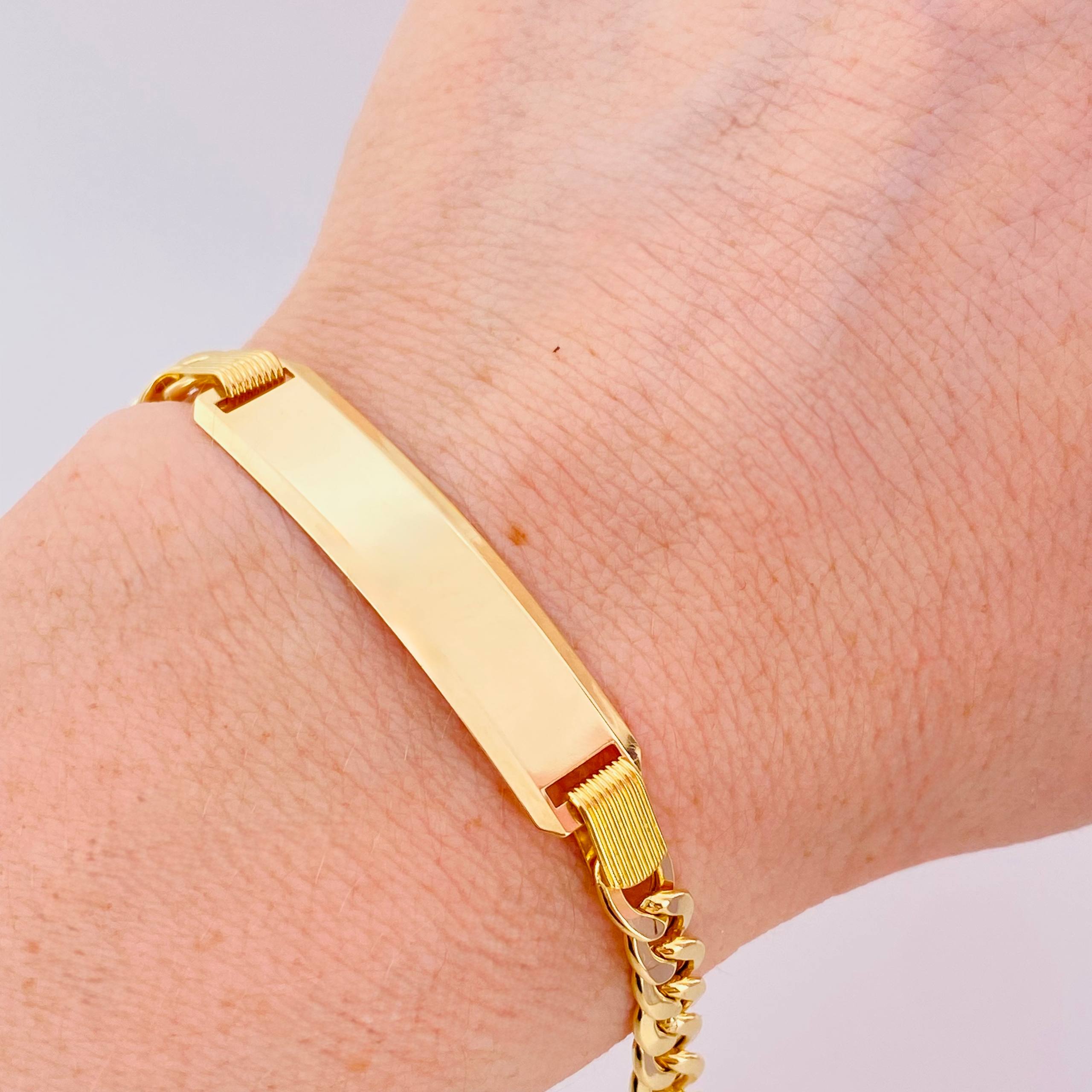 Pulso Cubano Placa Rectangular 10gr / 7 3/4 in / 5.45mm Oro Amarillo +1 18K