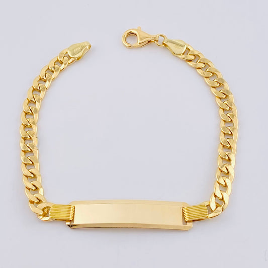 Pulso Cubano Placa Rectangular 11.1gr / 8 1/4 in / 5.7mm Oro Amarillo +1 18K