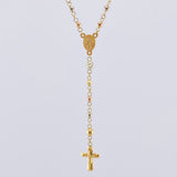 Rosario Virgen Milagrosa Cruz Cristo 5.9gr / 19 3/4 in / 3mm-4mm Oro Amarillo +4 Tres Oros 18K