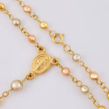Rosario Virgen Milagrosa Cruz Cristo 5.9gr / 19 3/4 in / 3mm-4mm Oro Amarillo +4 Tres Oros 18K