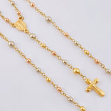 Rosario Virgen Milagrosa Cruz Cristo 5.9gr / 19 3/4 in / 3mm-4mm Oro Amarillo +4 Tres Oros 18K