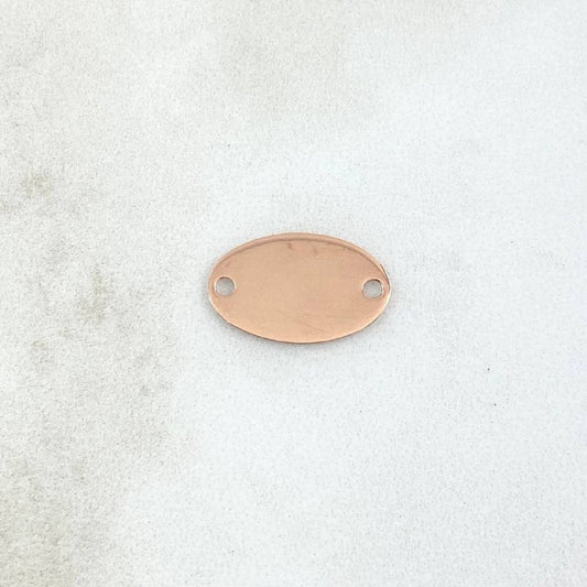 Herraje Placa Ovalada 0.75gr / 1.5cm / Lisa Oro Rosa 18K