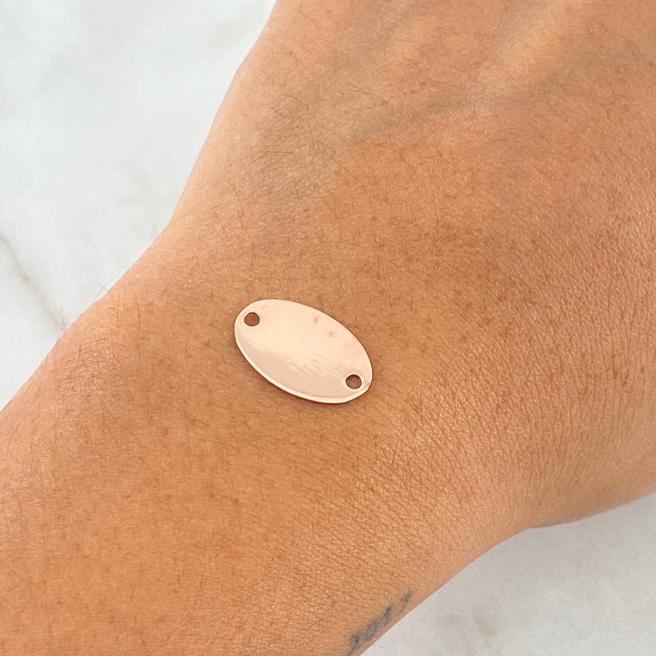 Charm Oval Plate 0.7gr / 1.5cm / Polished 18K Rose Gold