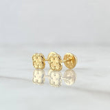 Stud Earrings Treból VCyA 0.55gr / 5mm Dotted Edge Yellow Gold Nac.Esp. 18K ©