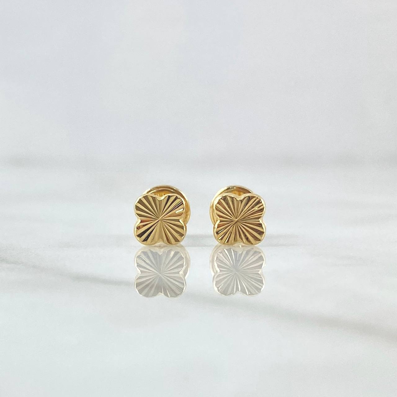 Stud Earrings Treból VCyA 0.6gr / 5mm Diamond Cut Yellow Gold Nac.Esp. 18K ©