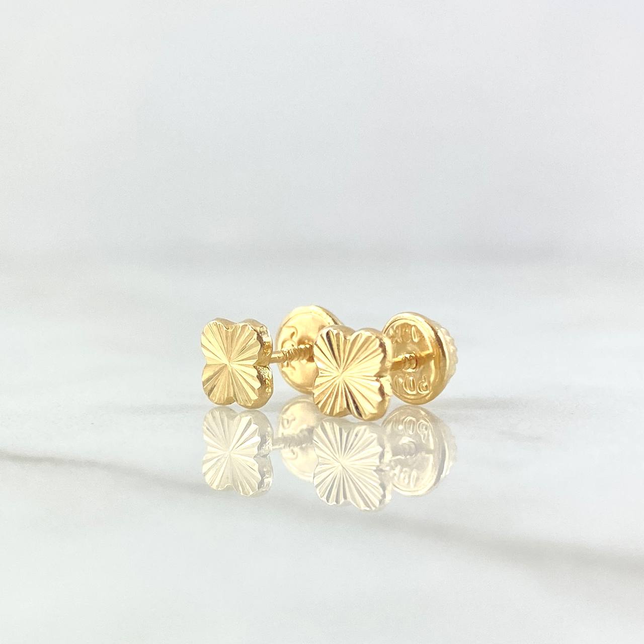 Stud Earrings Treból VCyA 0.6gr / 5mm Diamond Cut Yellow Gold Nac.Esp. 18K ©