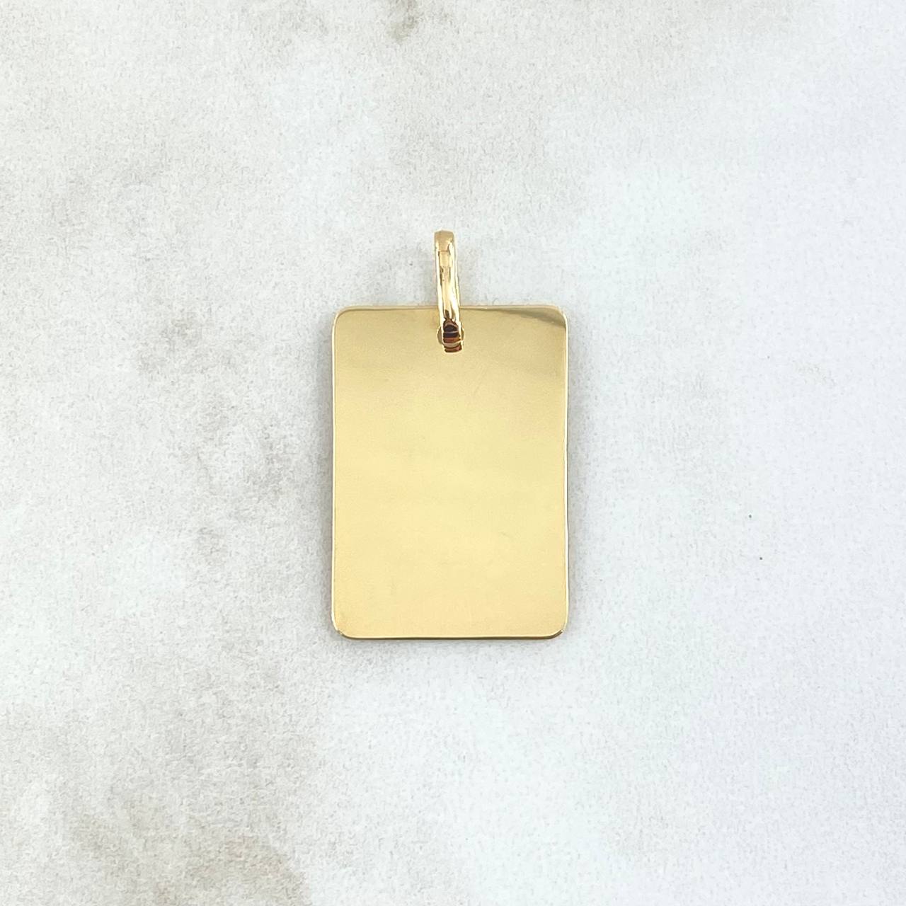 Dije Placa Rectangular 1.7gr / 1.8cm-3cm / Lisa Oro Amarillo 18K