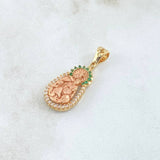 Pendant Virgen Del Carmen 2.45gr / 2.6cm / White and Green Zircons Two 18K Yellow and Rose Golds