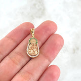 Pendant Virgen Del Carmen 2.45gr / 2.6cm / White and Green Zircons Two 18K Yellow and Rose Golds